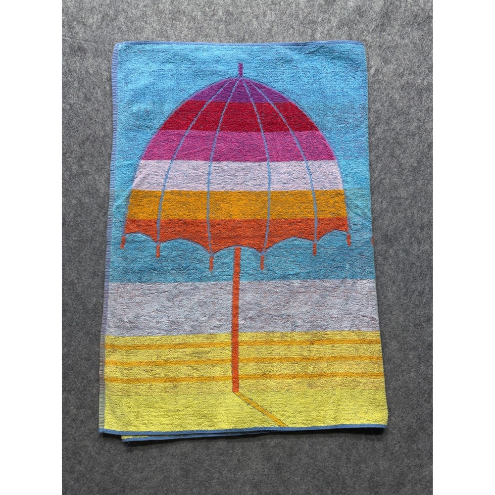 Vintage Saydah Company Cecil Beach Towel Yugoslavia Cotton Umbrella Retro 26x506